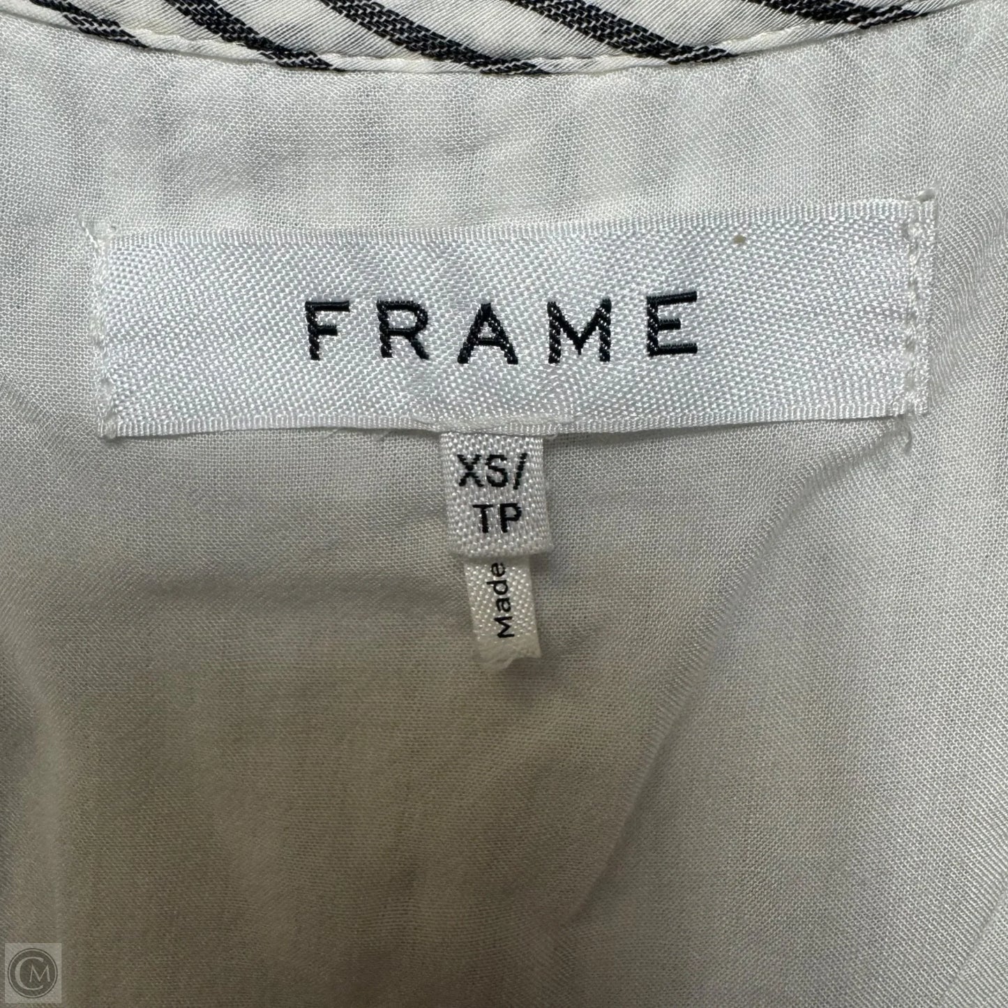 Shirred Empire Waist Tiered Mini Dress By Frame In Striped Pattern, Size: XS