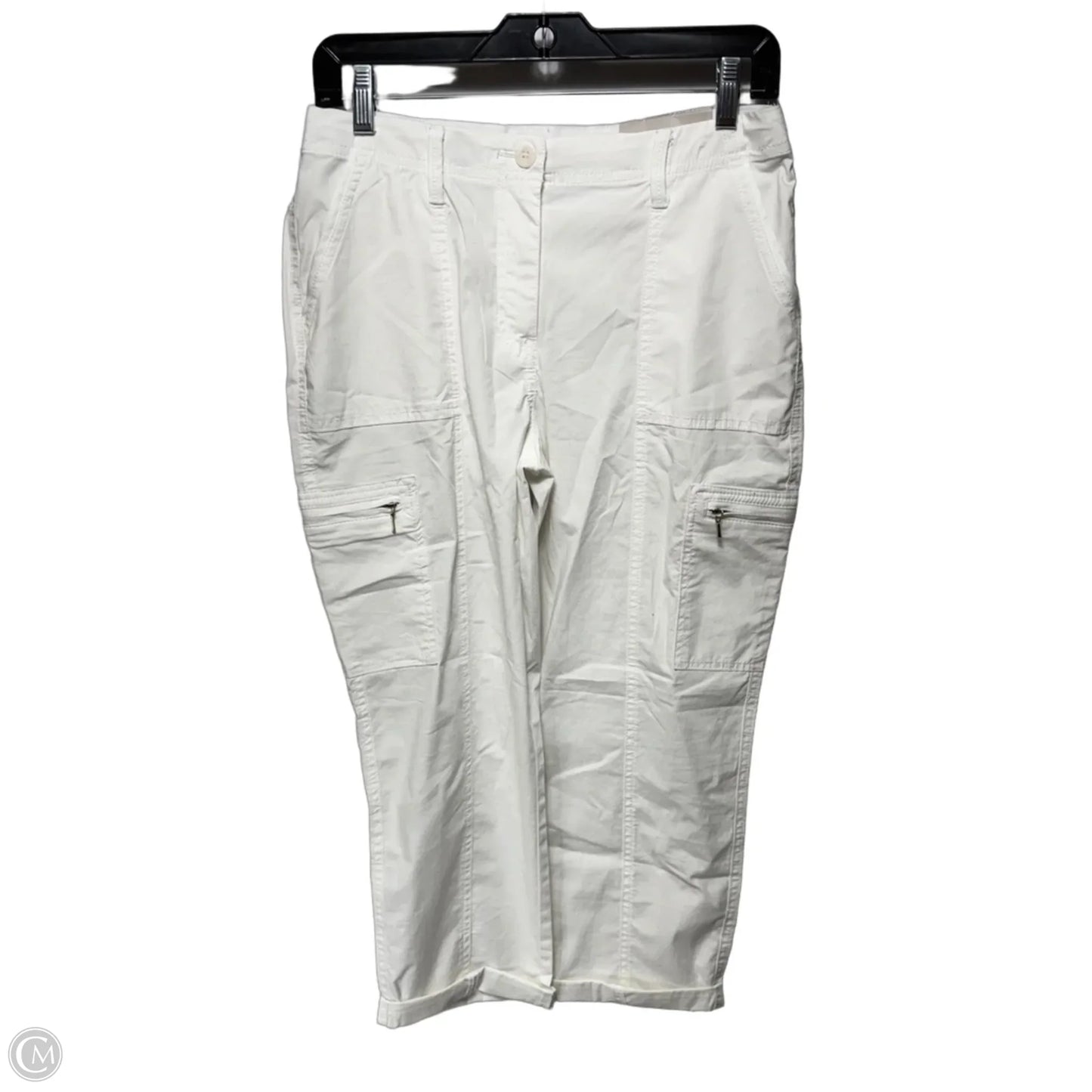 Cargo Cropped Straight Pants By Chicos In White, Size: 2