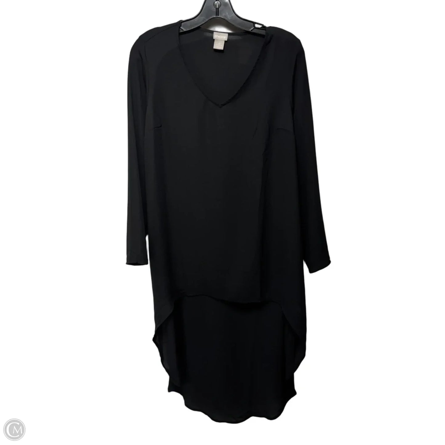 High Low Blouse Long Sleeve Drama Tunic By Chicos In Black, Size: M