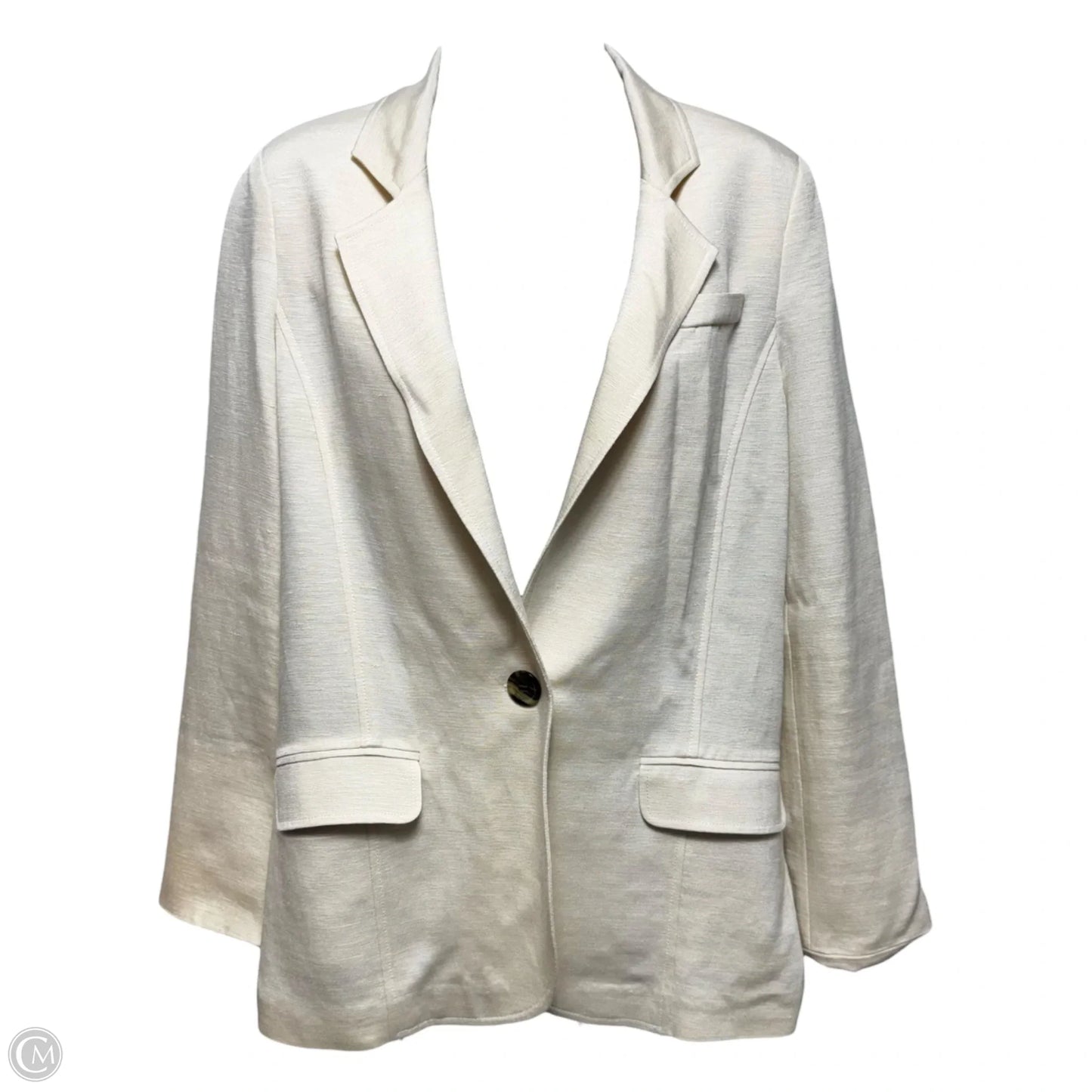 Liam Silk & Linen Boyfriend Blazer By Tibi In Cream, Size: 4