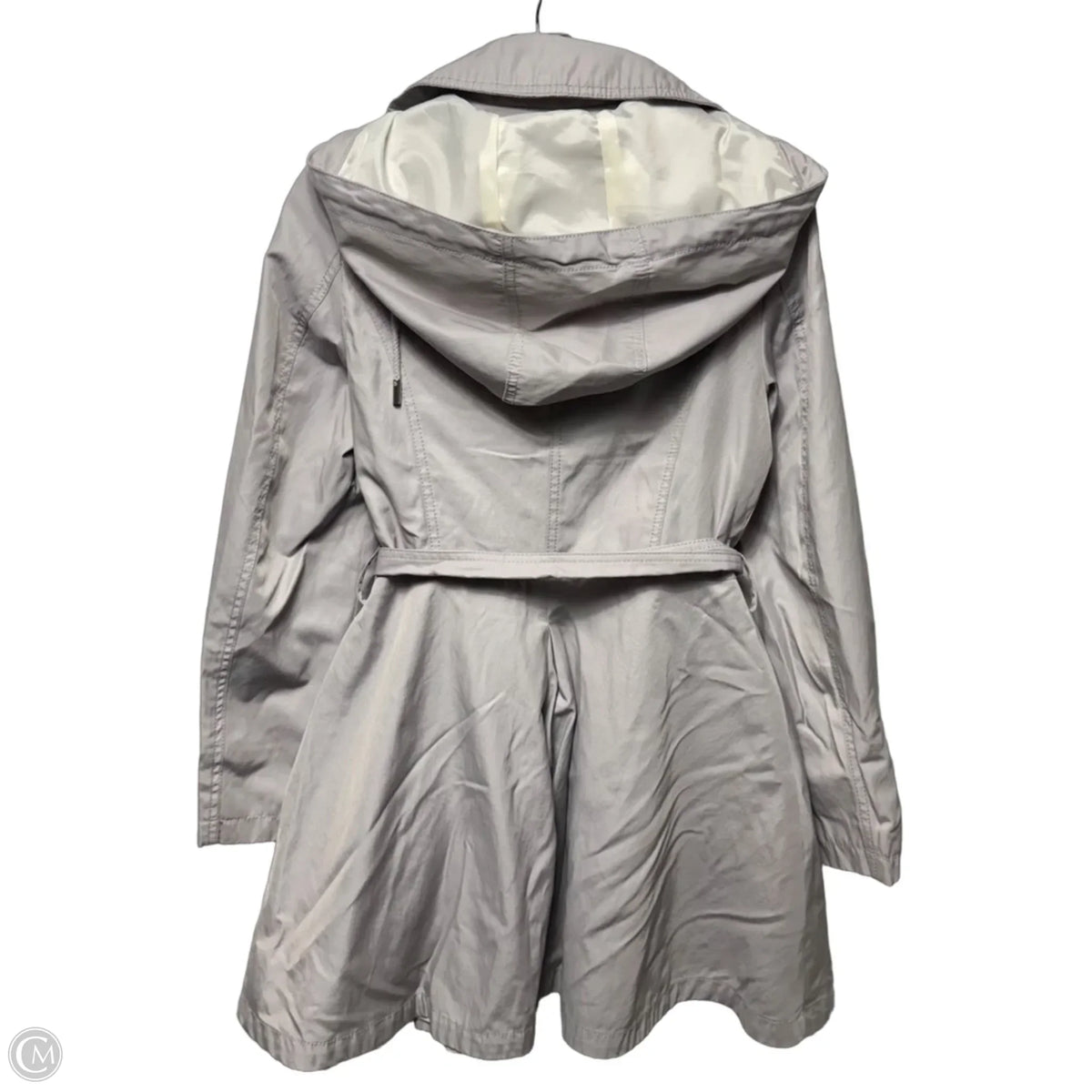 Coat Trench Coat By Laundry In Grey, Size: S