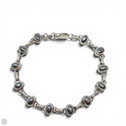 Sterling Silver & Oval Hematite Cabachon Link Bracelet