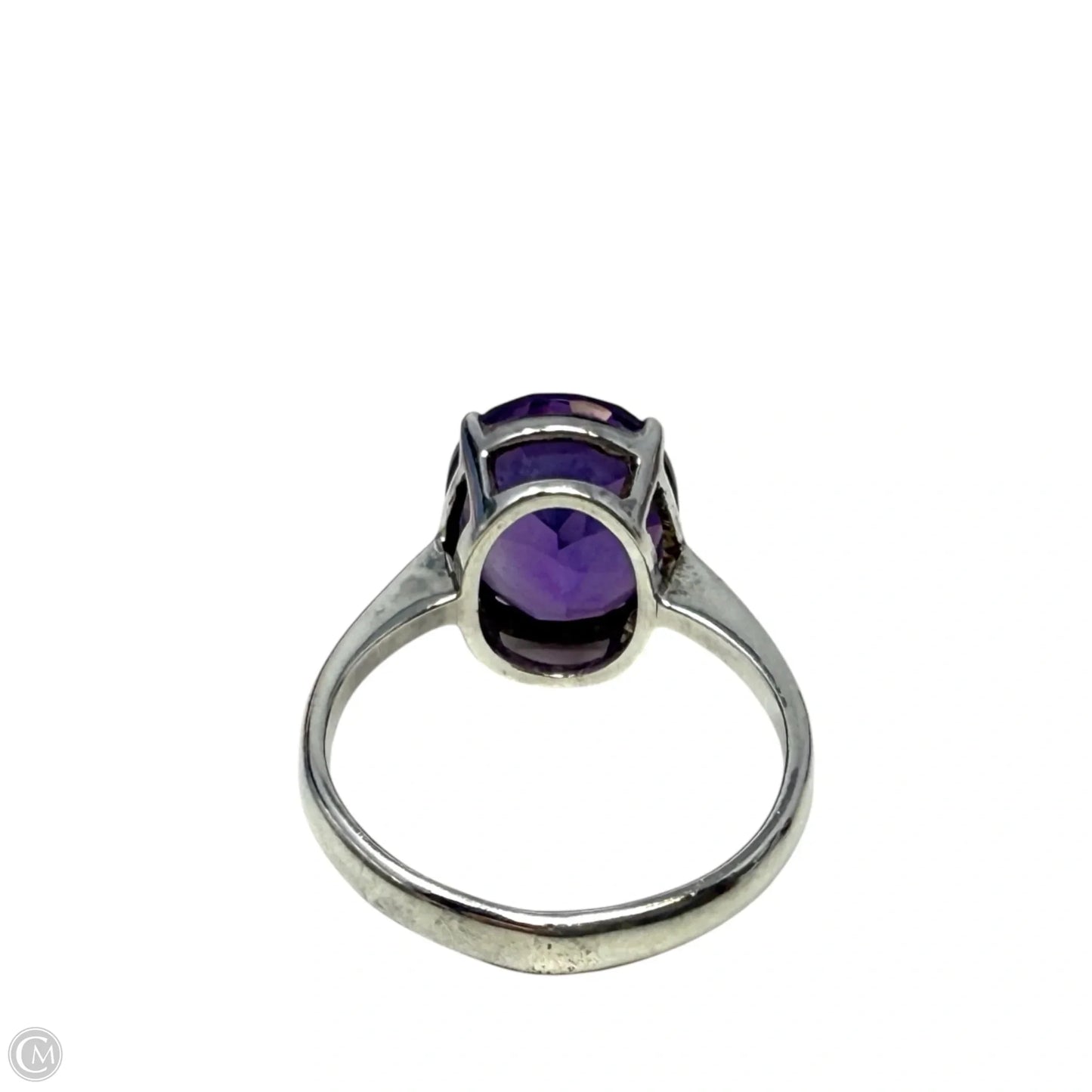 Sterling Silver & Oval Amethyst Engagement Ring, Size: 5