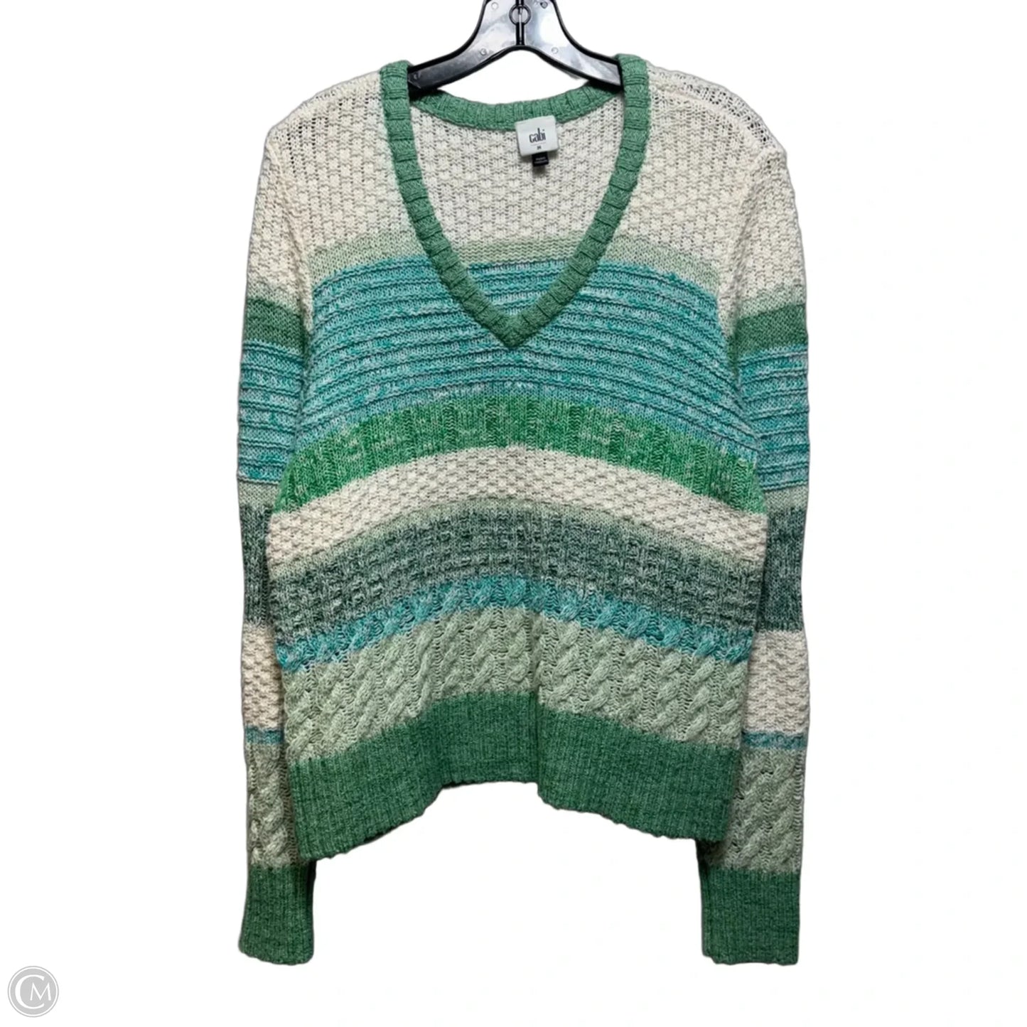 Sweater By Cabi In Blue & Cream, Size: M