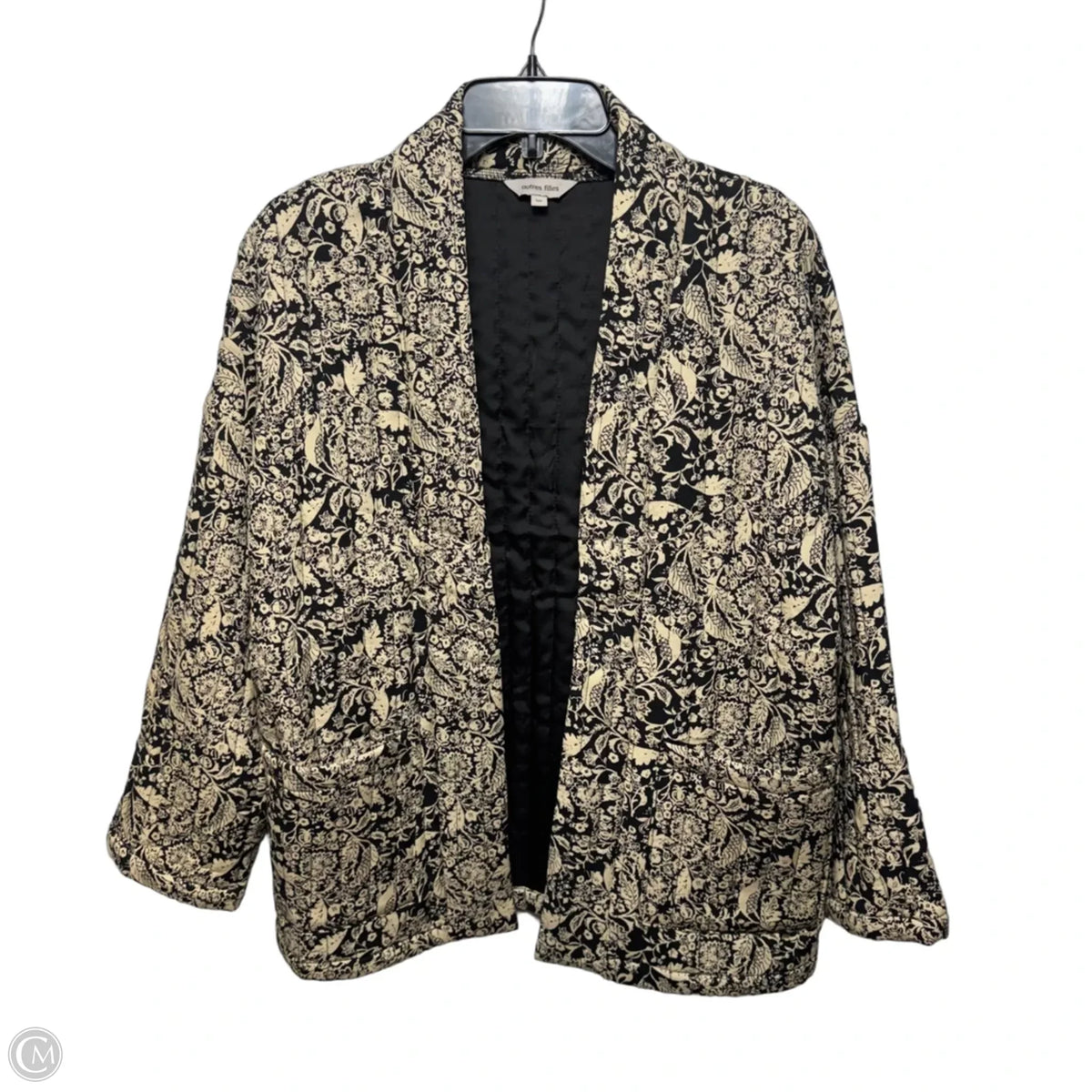 Jacket Quilted By Autres Filles In Black & Cream, Size: S