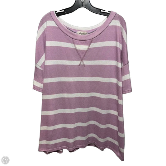 Top Short Sleeve By Haptics In Purple & White, Size: 2x