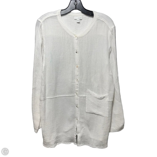 Cotton Gauze Top Long Sleeve By Pure Jill In White, Size: L