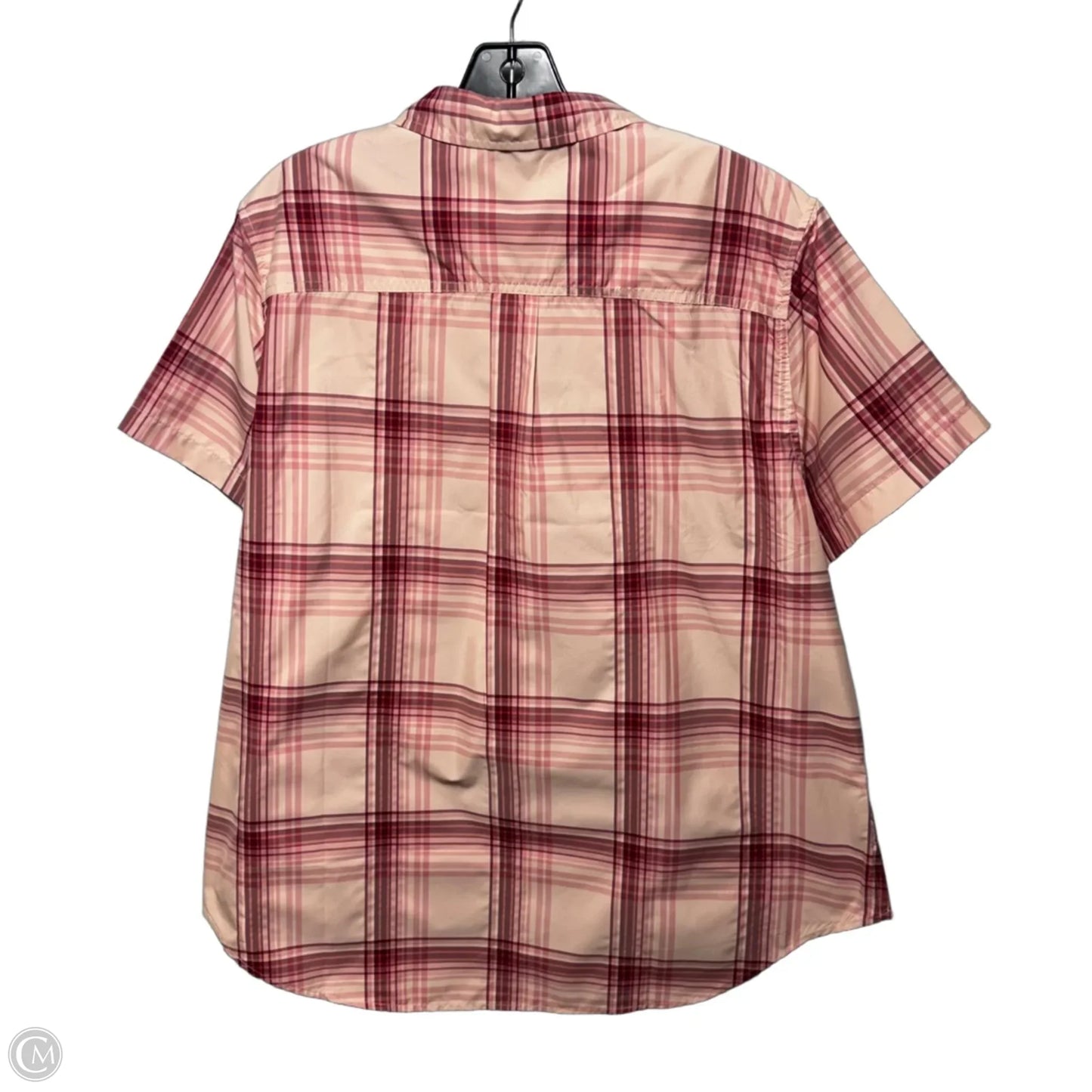 Adventure Athletic Top Short Sleeve By Eddie Bauer In Peach Starling Plaid, Size: Xl