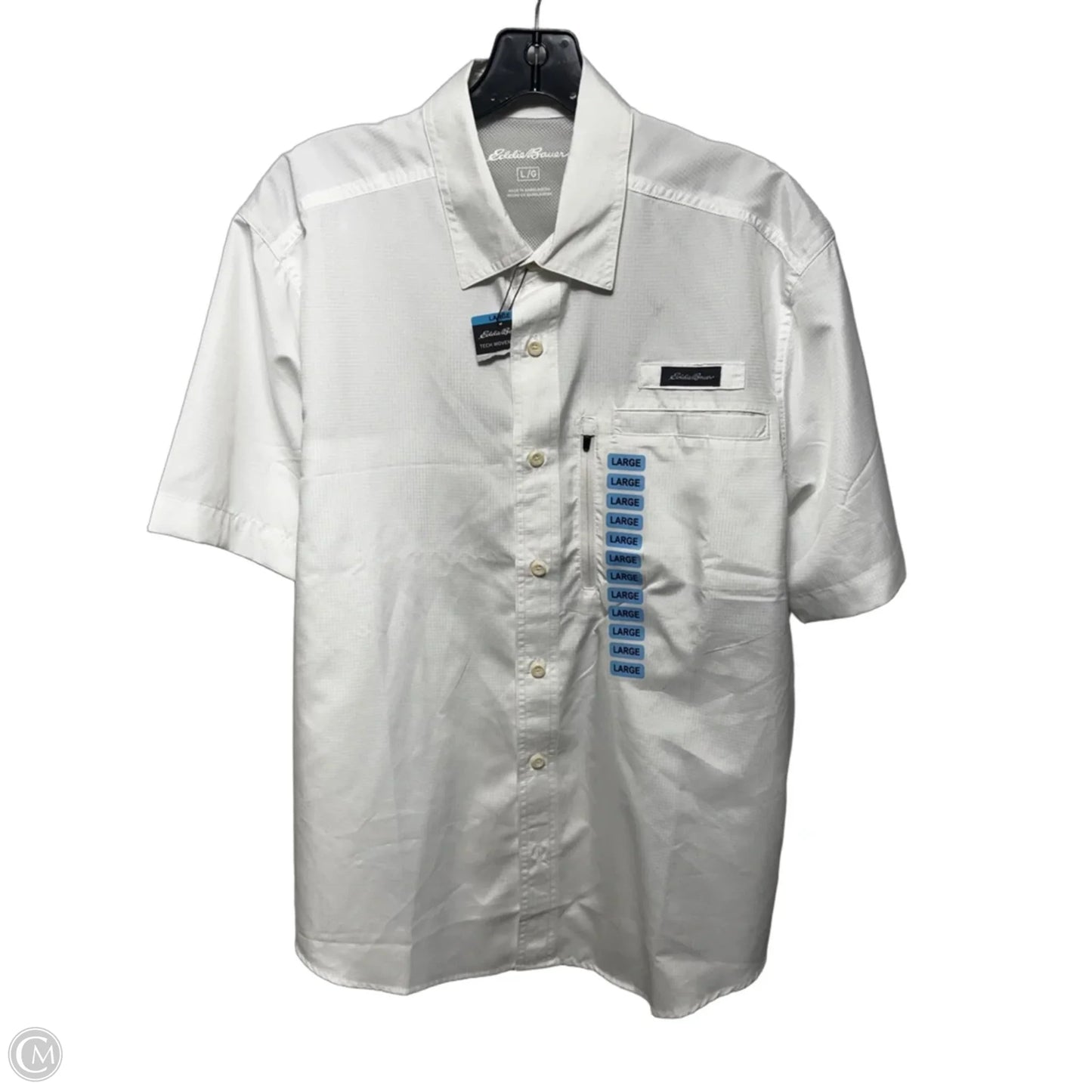Tech Woven Top Short Sleeve By Eddie Bauer In White, Size: L