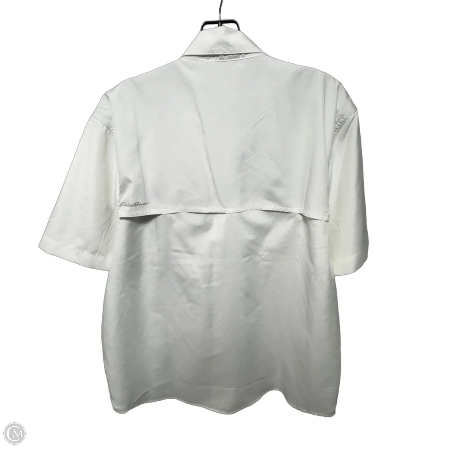 Tech Woven Top Short Sleeve By Eddie Bauer In White, Size: L