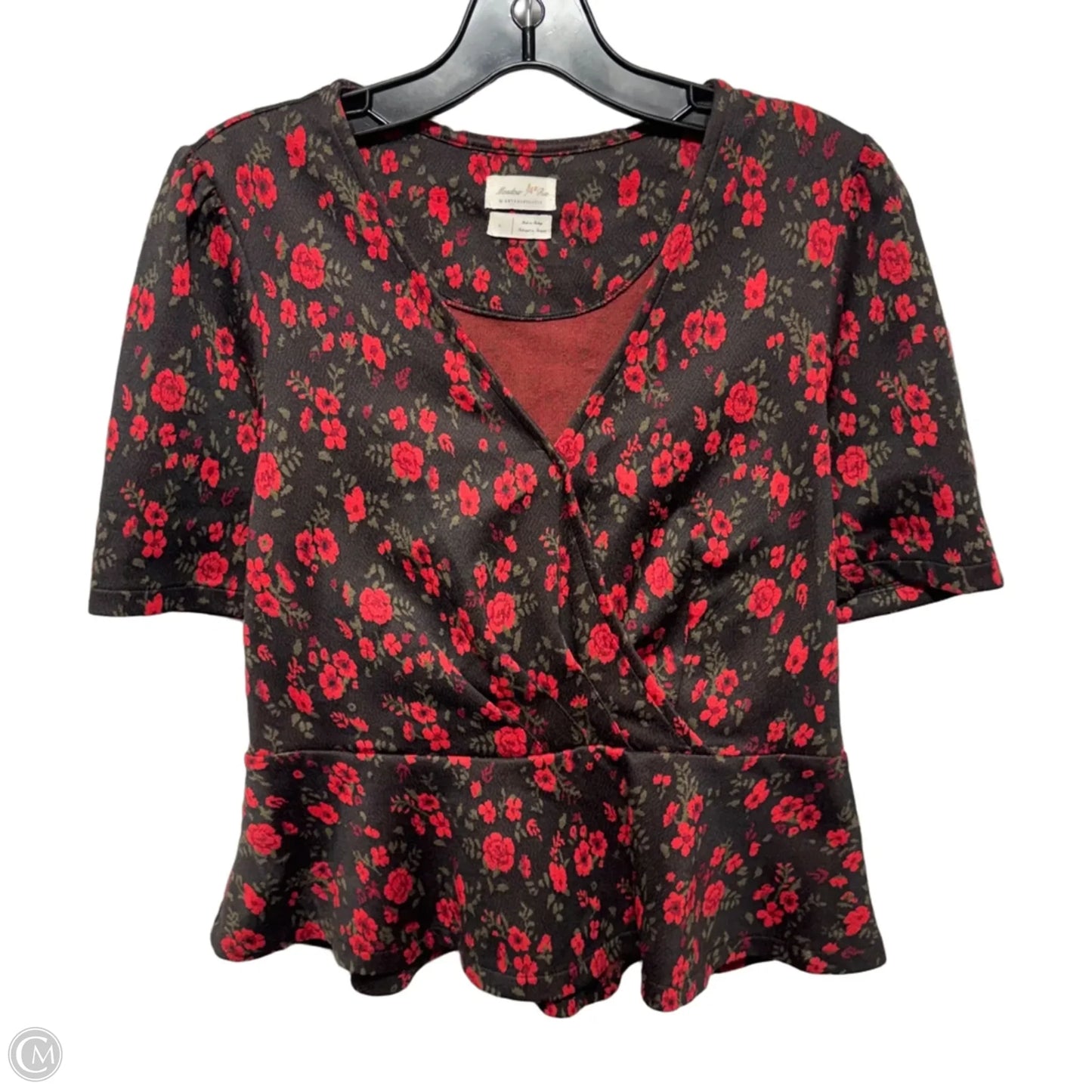 Top Short Sleeve By Meadow Rue by Anthropologie In Floral Print, Size: S