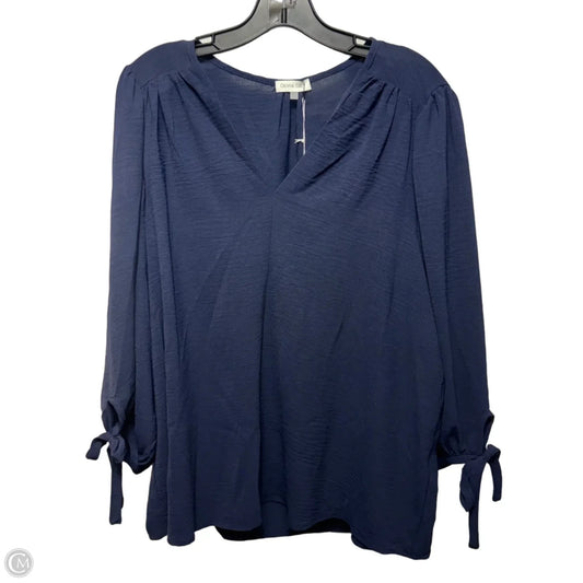 Top 3/4 Sleeve By Olivia Grey In Navy, Size: 1X