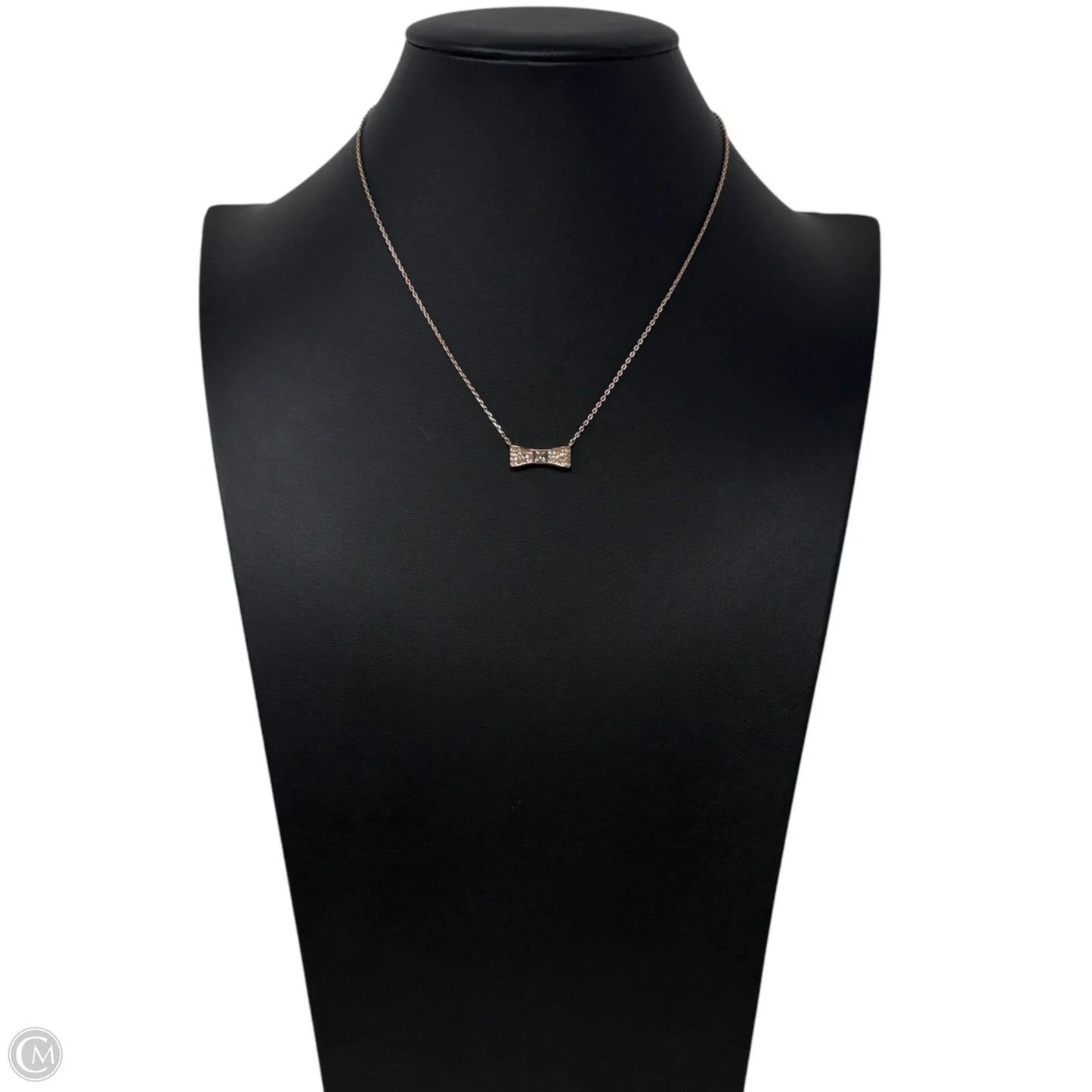 Ready Set Bow Pave Bow Mini Pendant Necklace in Clear/ Rose Gold Designer By Kate Spade