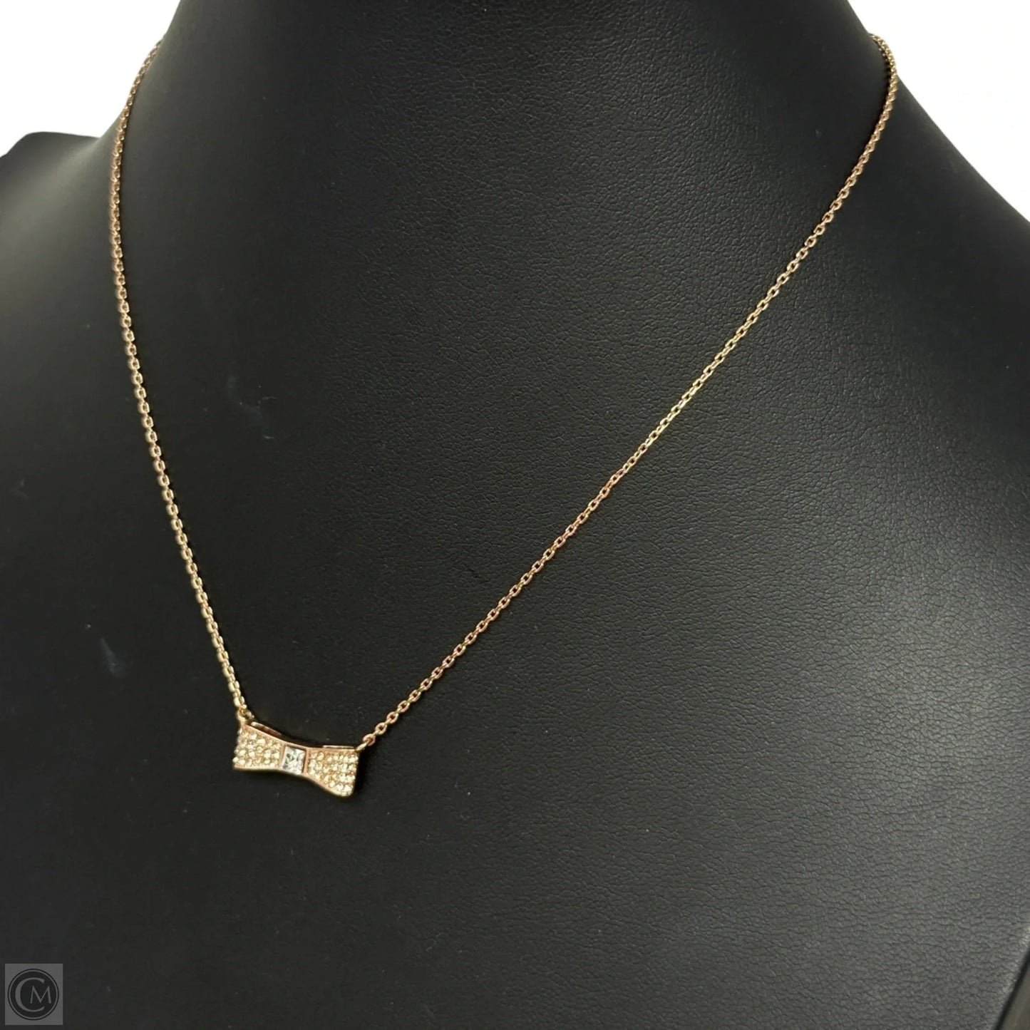 Ready Set Bow Pave Bow Mini Pendant Necklace in Clear/ Rose Gold Designer By Kate Spade