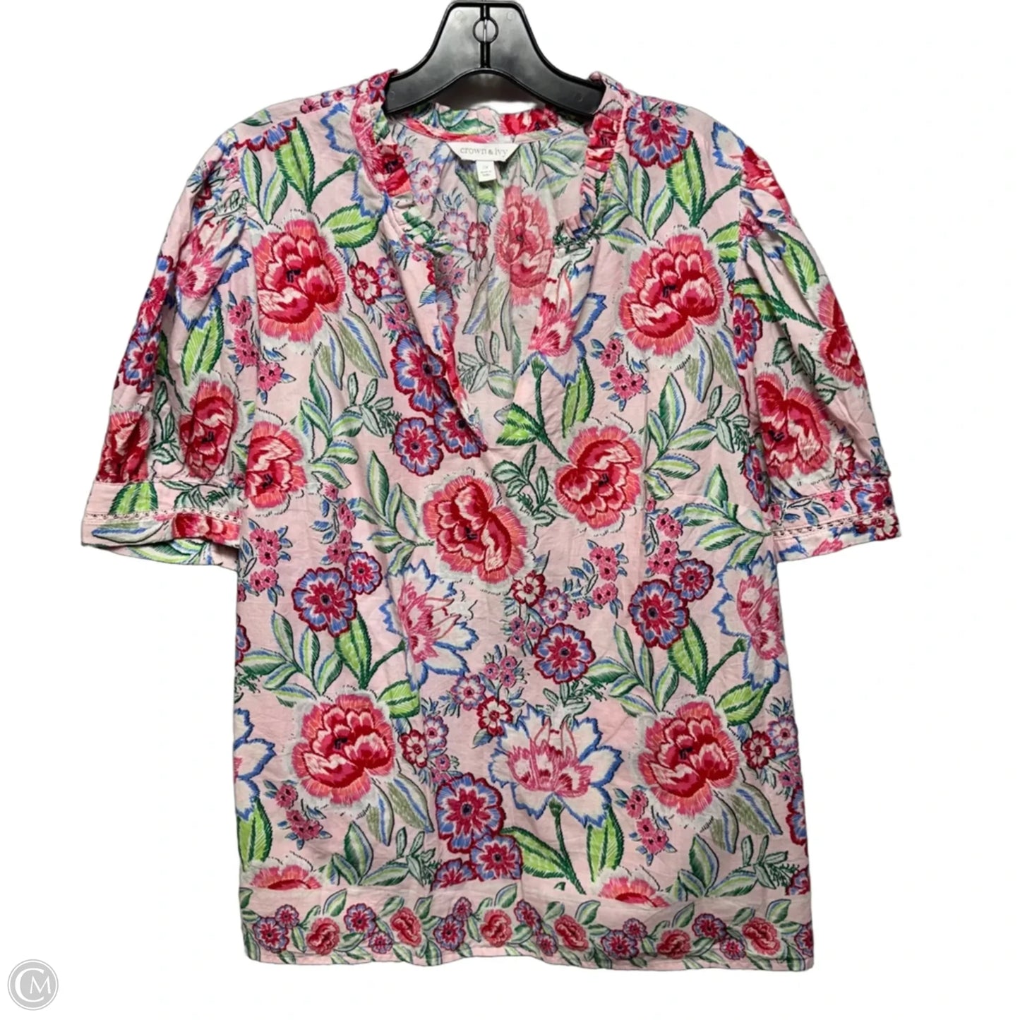 Top Short Sleeve By Crown And Ivy In Floral Print, Size: 2x