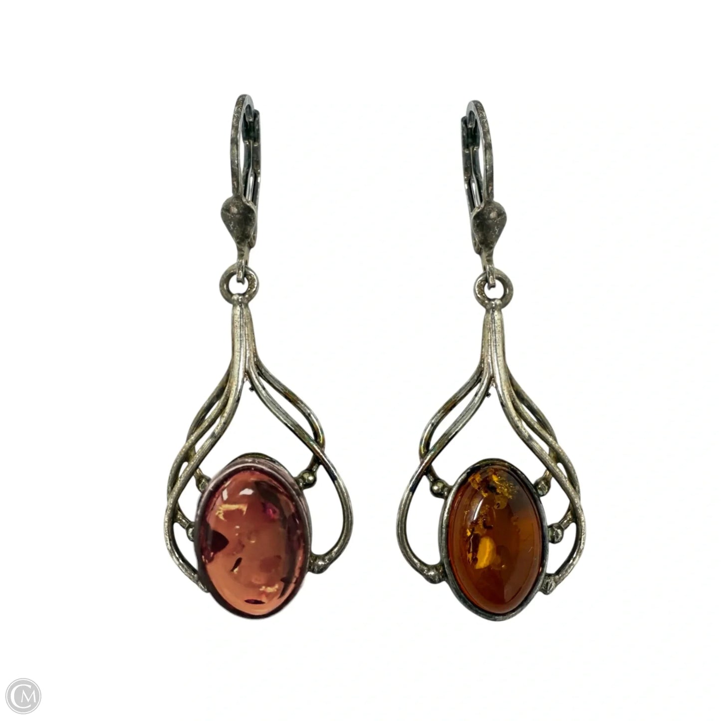 Sterling Silver & Baltic Amber Drop Earrings