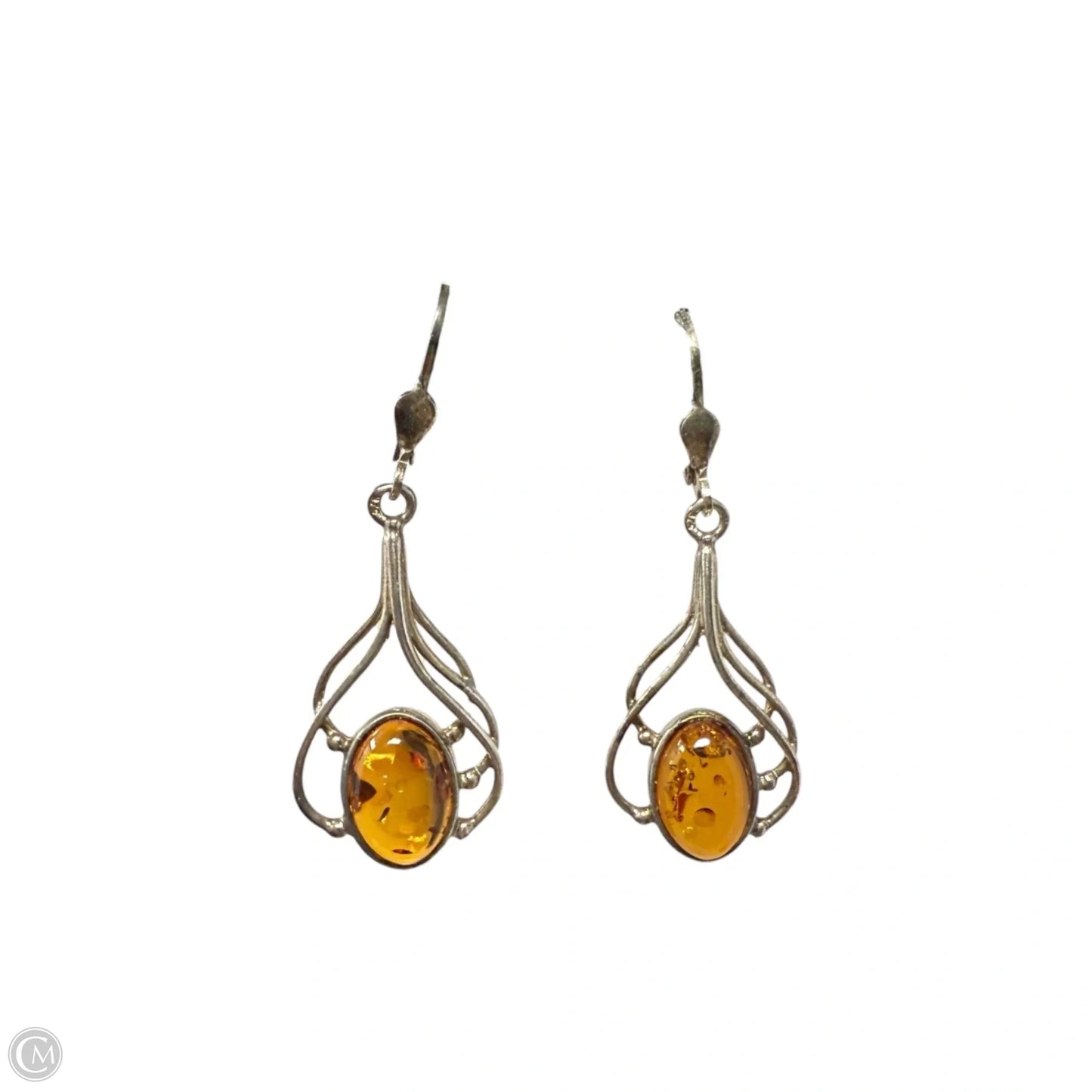 Sterling Silver & Baltic Amber Drop Earrings