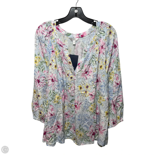 Top Long Sleeve By Crown And Ivy In Floral Print, Size: Xxl