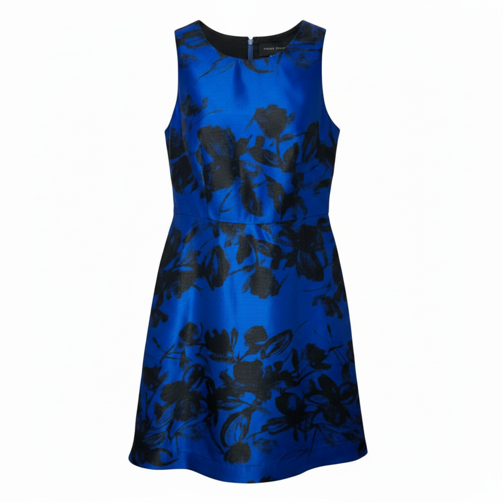 Floral Fit & Flare Dress By Donna Morgan In Black & Blue, Size: 6