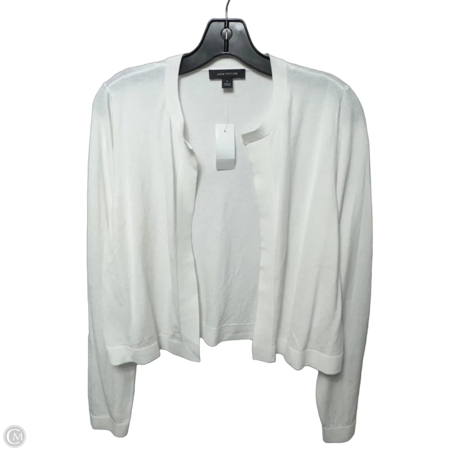 Sweater Cardigan By Ann Taylor In White, Size: M