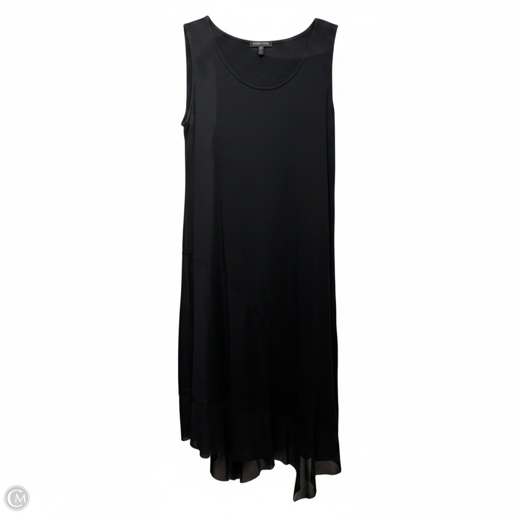 Asymmetrical Mesh Hem Dress Casual Midi By Eileen Fisher In Black, Size: S
