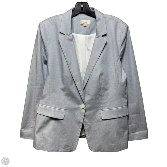 Cotton Blazer By Loft In Striped Pattern, Size: 12