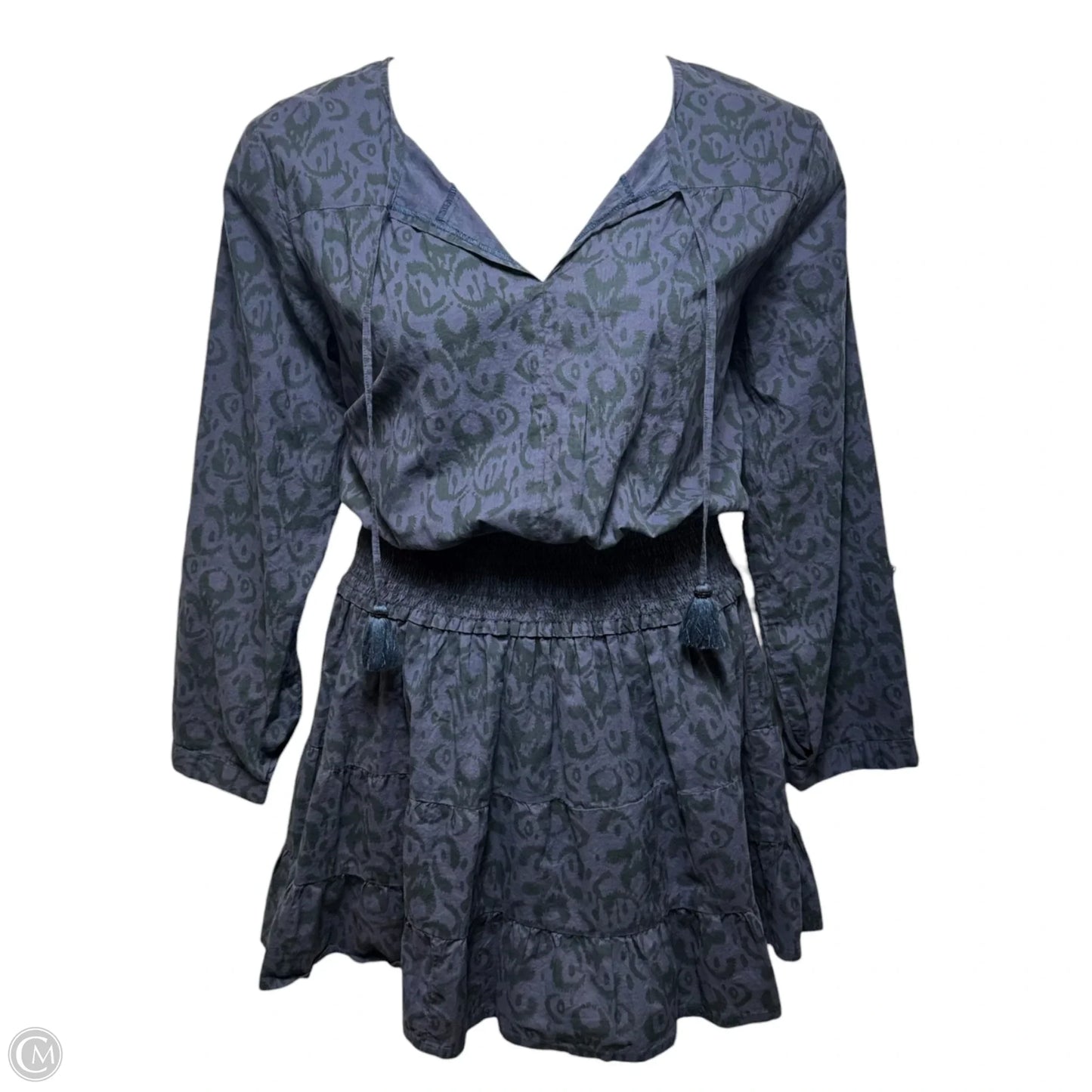 Long Sleeve Smocked Waist Mini Dress By La Plage In Purple, Size: L