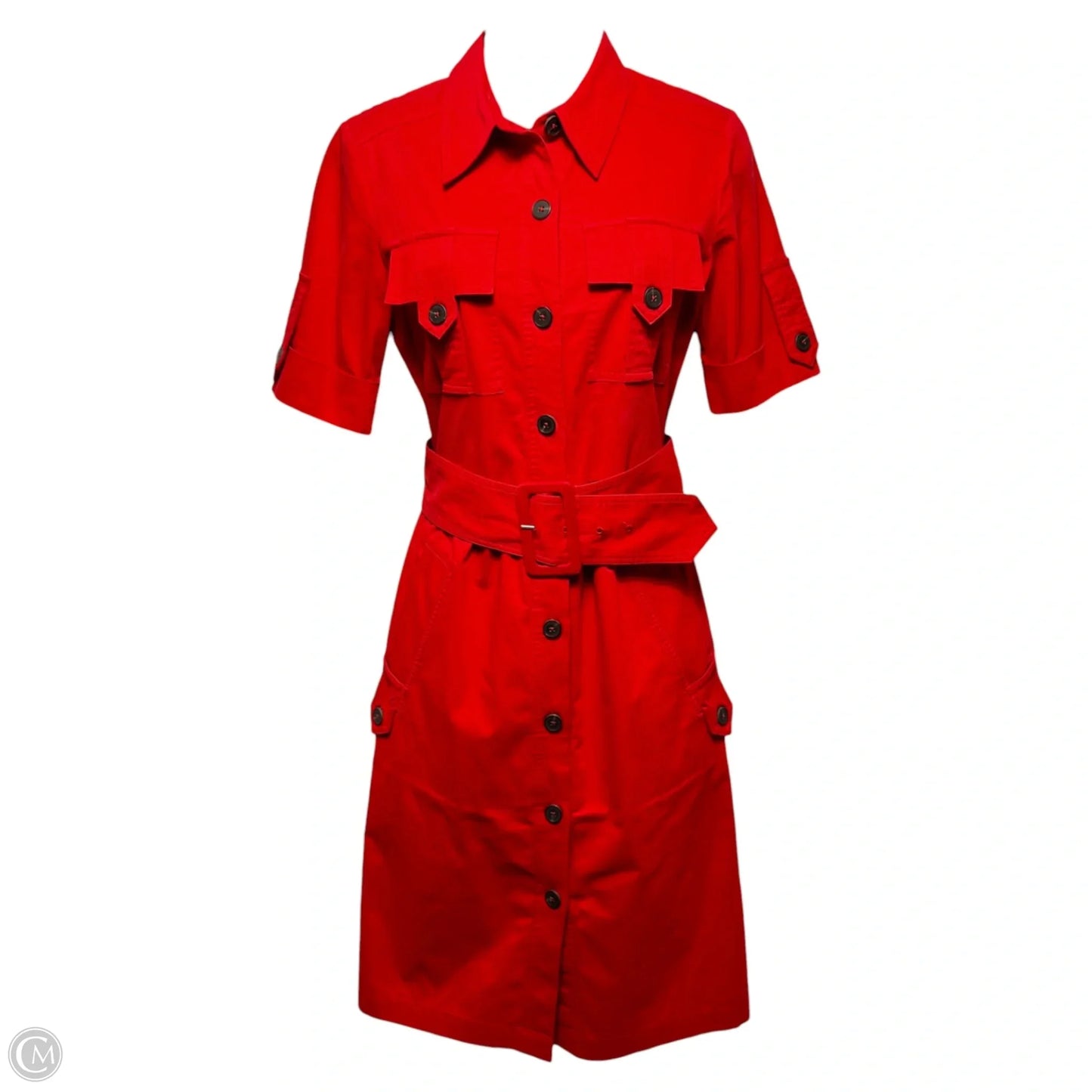 Belted Utility Dress Designer By Derek Lam In Red, Size: 6 (38)