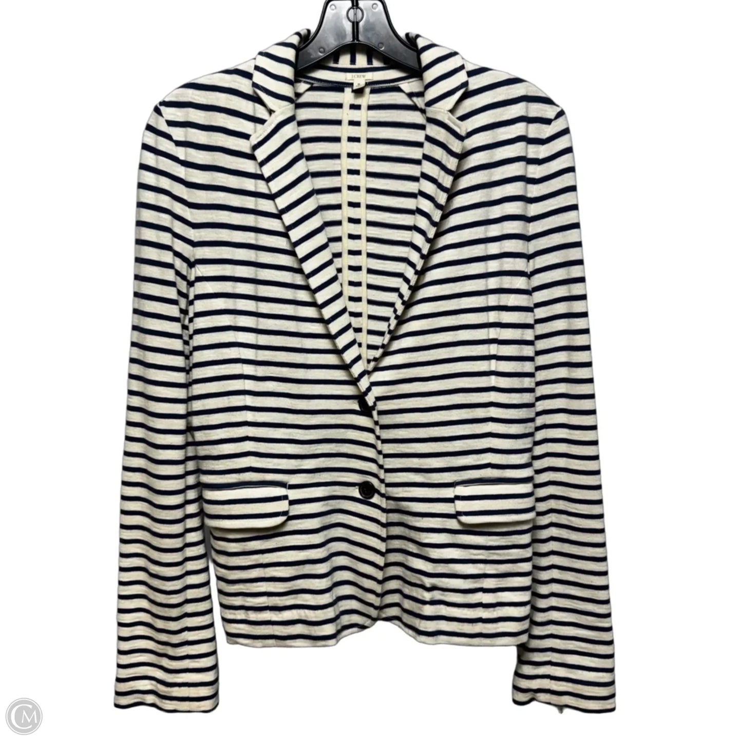 Cotton Knit Blazer By J. Crew In Striped Pattern, Size: S