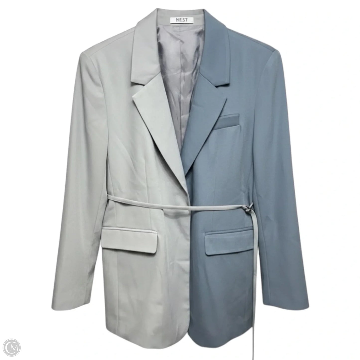 Molly Color Block Blazer By Black Label In Grey & Blue, Size: S