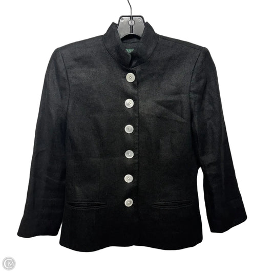 Linen Blazer By Lauren By Ralph Lauren In Black, Size: 4p