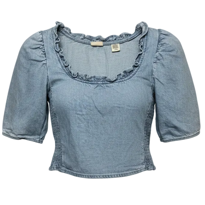 Louise Puff Sleeve Denim Blouse By Levis In Blue Denim, Size: XS