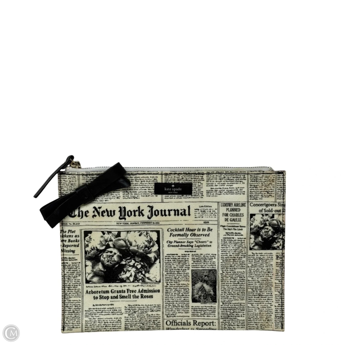 Ooh La La Bella Newspaper Pouch ClutchDesigner By Kate Spade, Size: Large