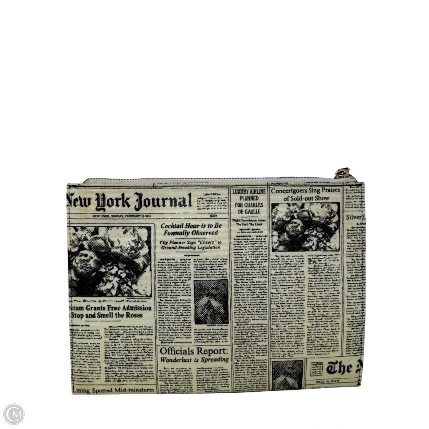 Ooh La La Bella Newspaper Pouch ClutchDesigner By Kate Spade, Size: Large