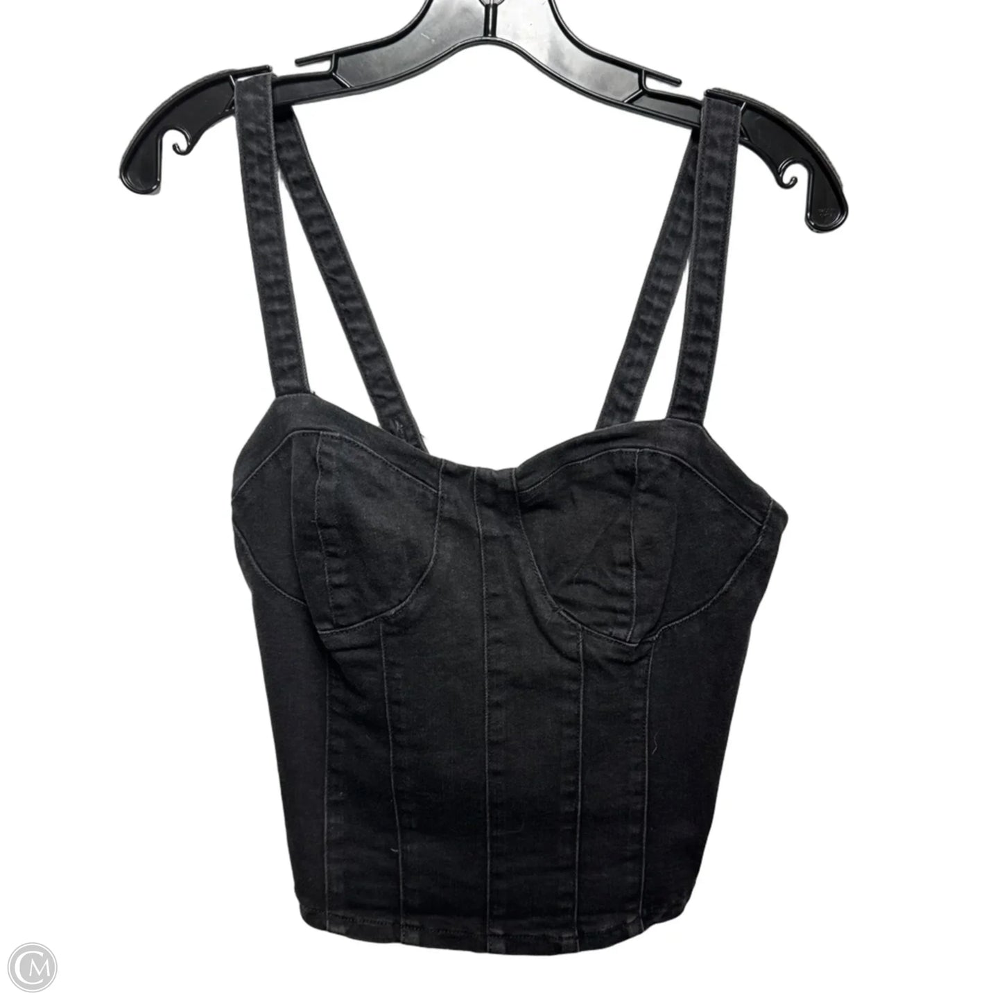 Denim Bustier Top Sleeveless By Oat In Black, Size: M
