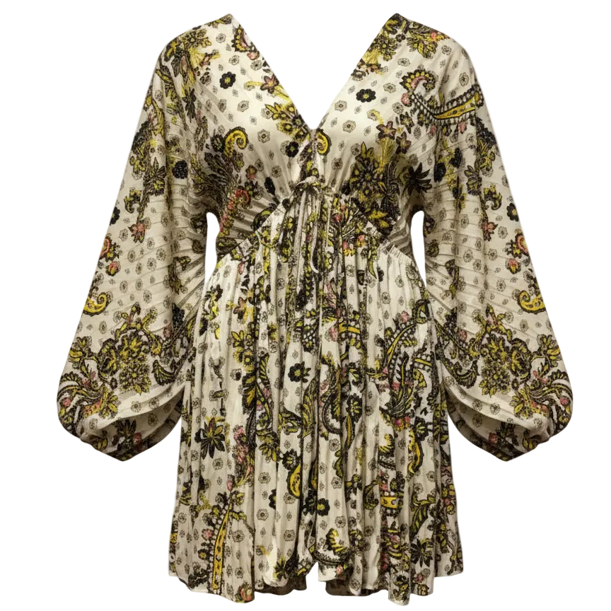 Arzel Mini Dress By Free People In Cream & Yellow, Size: M