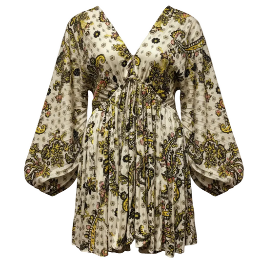 Arzel Mini Dress By Free People In Cream & Yellow, Size: M