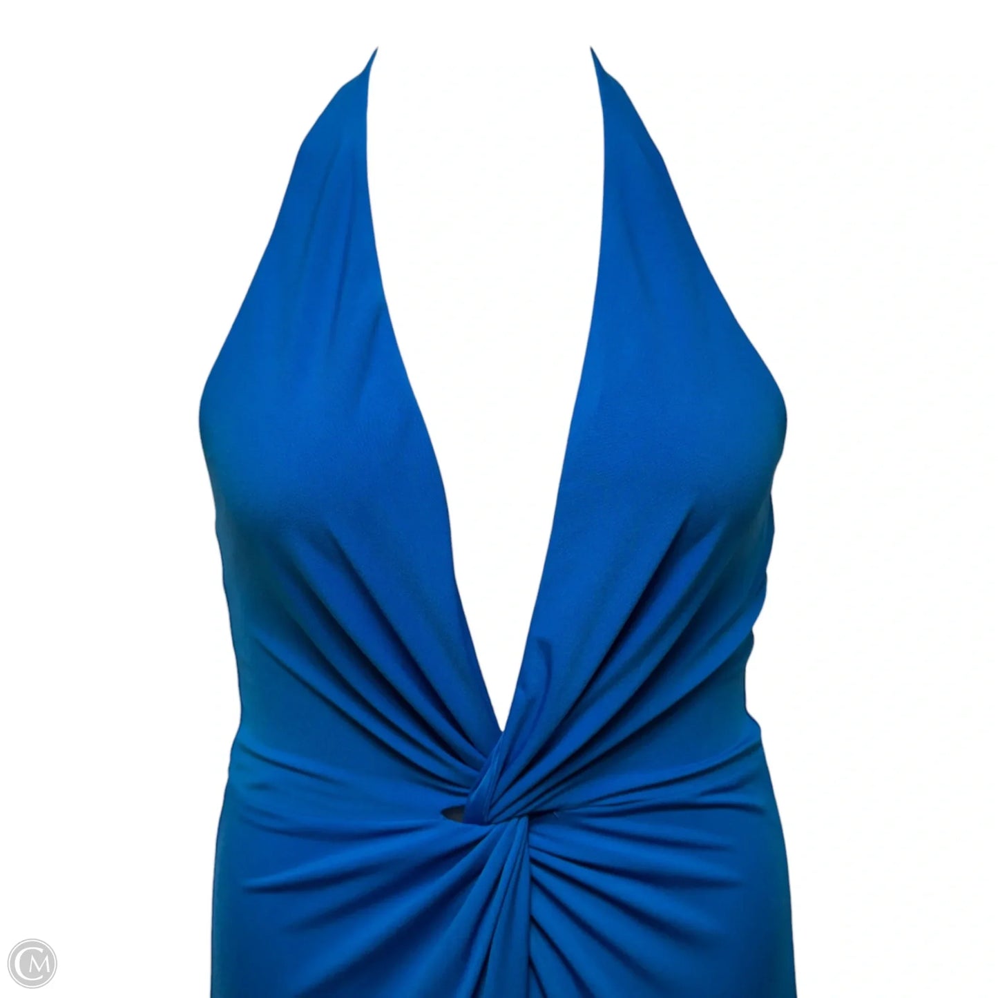 Front Slit Halter Dress Casual Maxi By Badgley Mischka In Blue, Size: 6