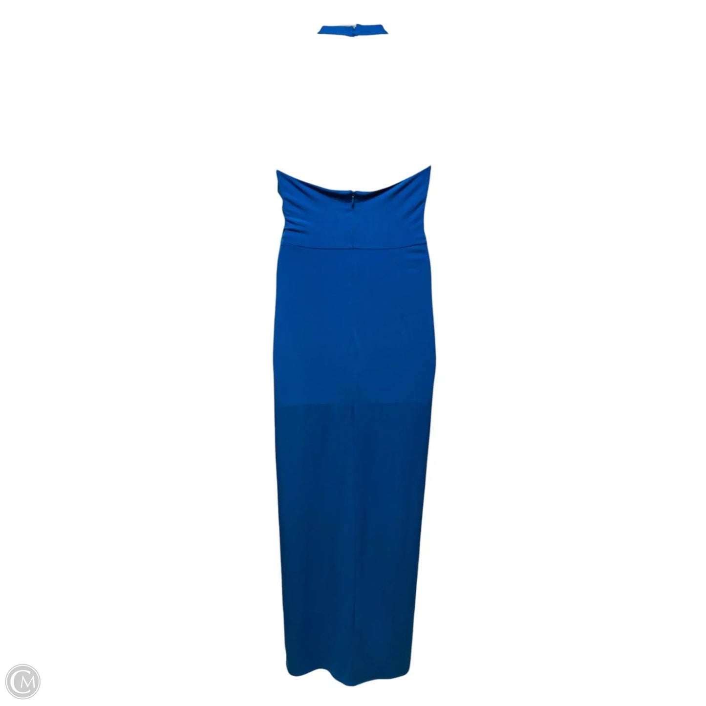 Front Slit Halter Dress Casual Maxi By Badgley Mischka In Blue, Size: 6
