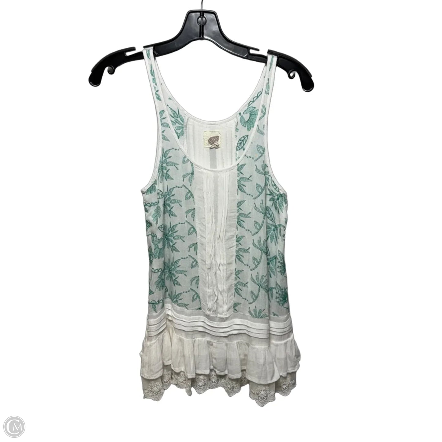 Top Sleeveless By Lilka In Green & White, Size: M
