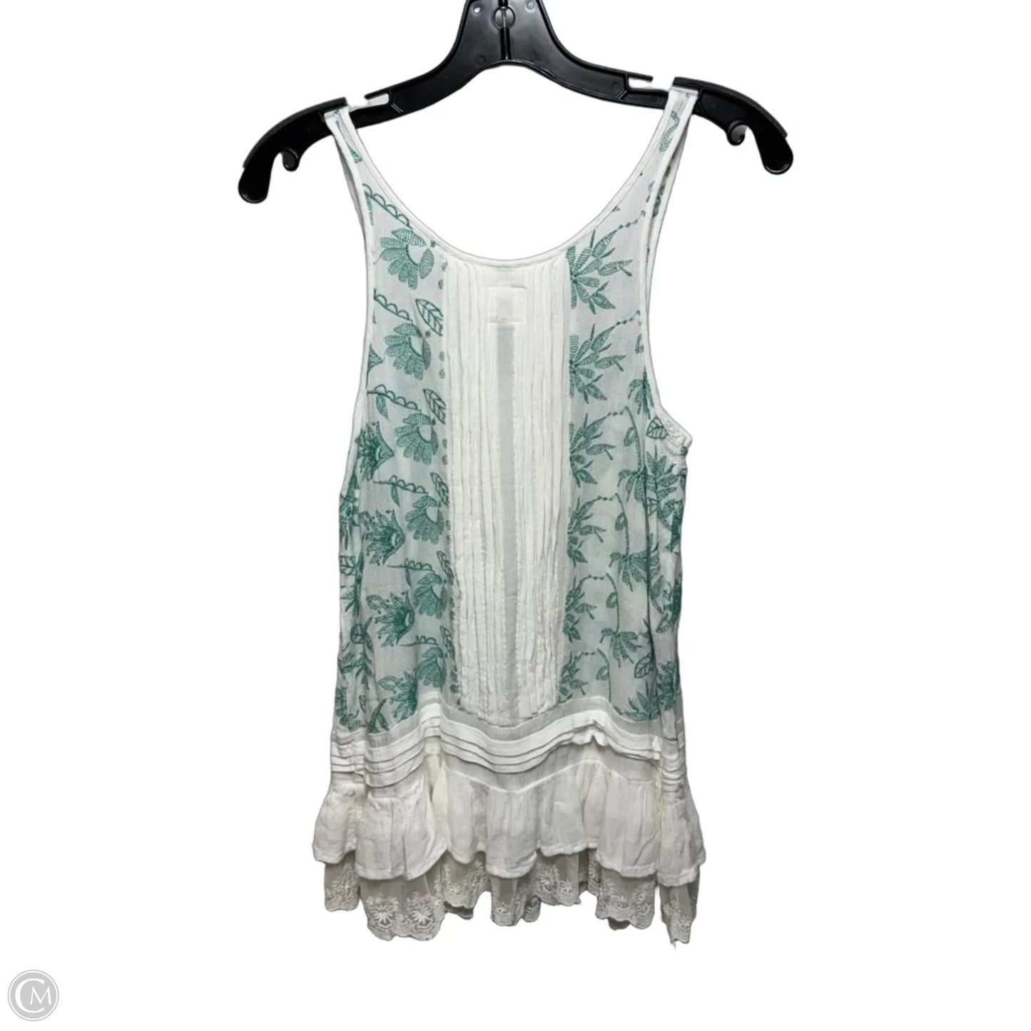 Top Sleeveless By Lilka In Green & White, Size: M
