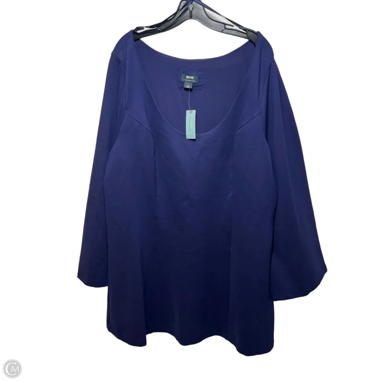 Long-Sleeve Scoop-Neck Mini Dress By Maeve In Navy/Marin, Size: 3x