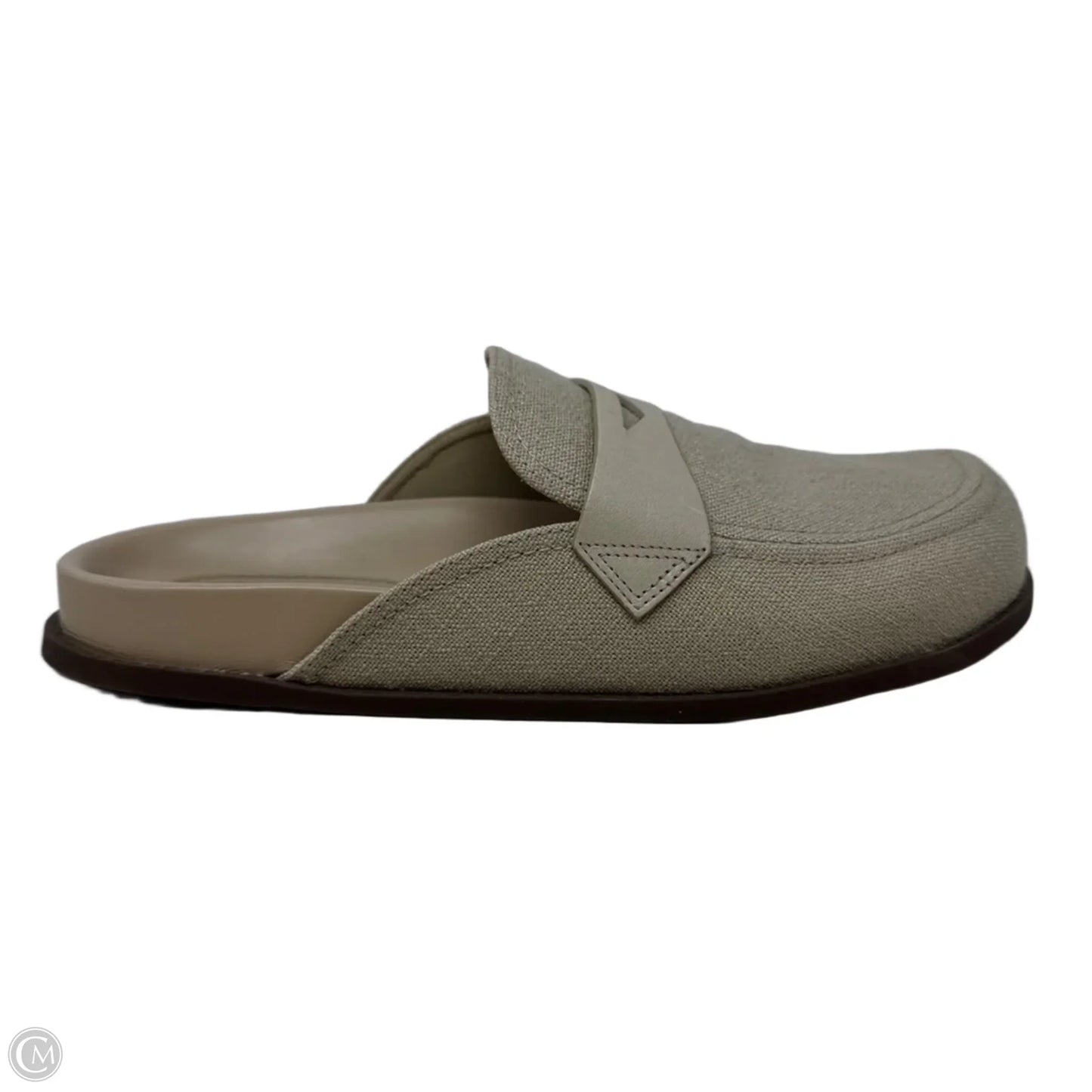 Ava Linen Flat Slides By Schutz In Beige, Size: 11