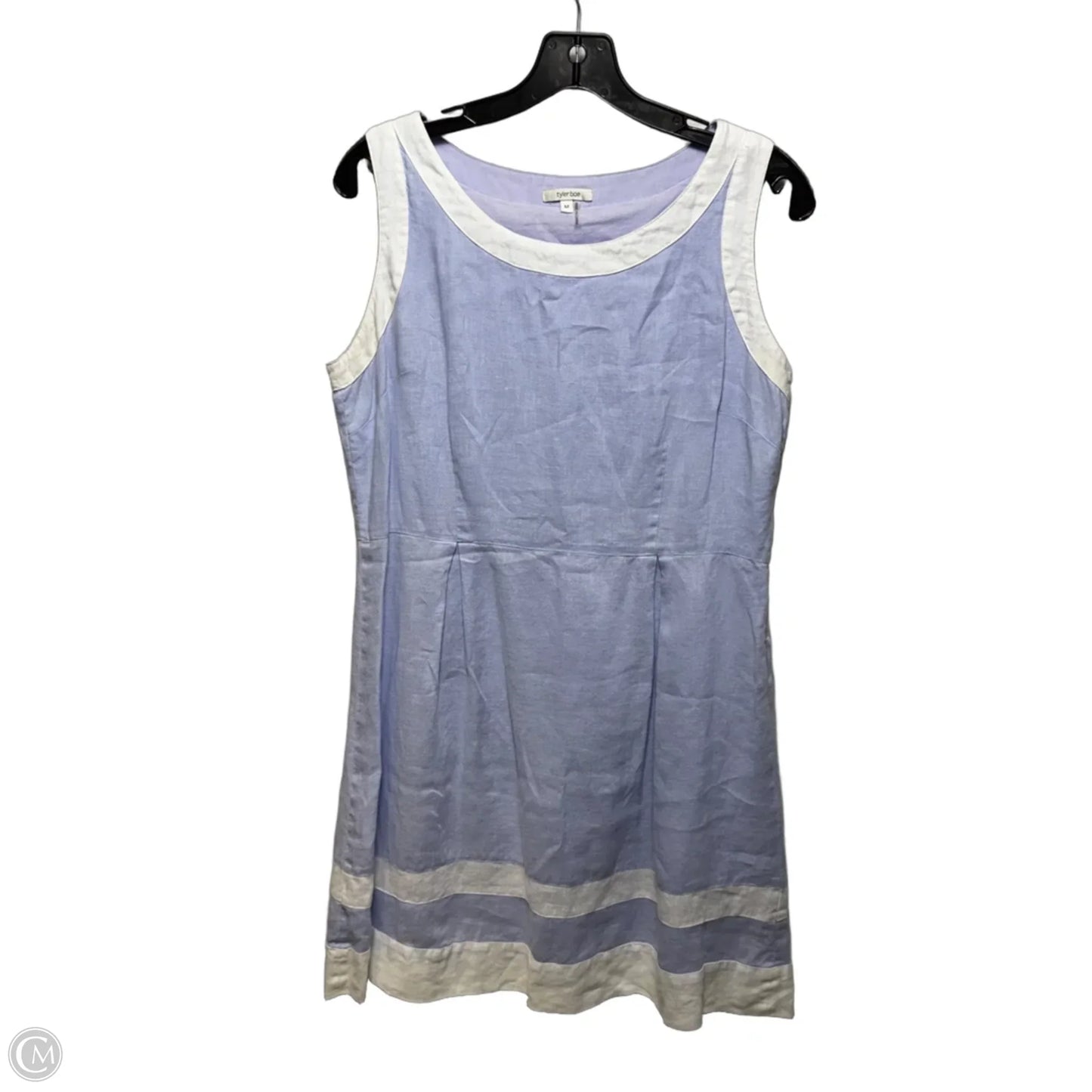 Linen Dress Casual Short By Tyler Boe In Purple & White, Size: M