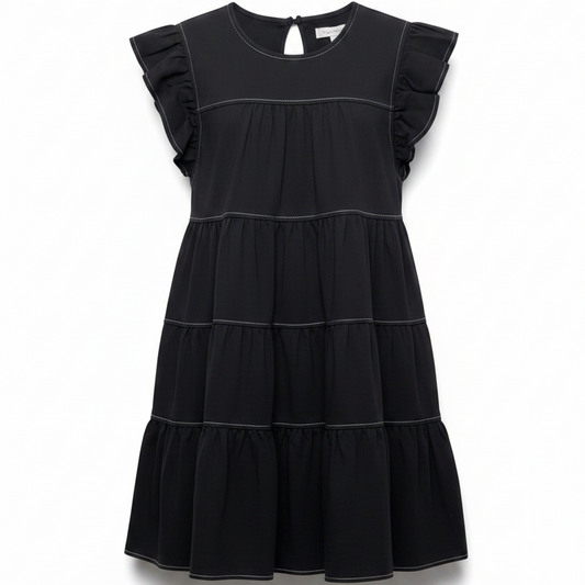 Contrast Stitch Mini Dress By Sofie The Label In Black, Size: L