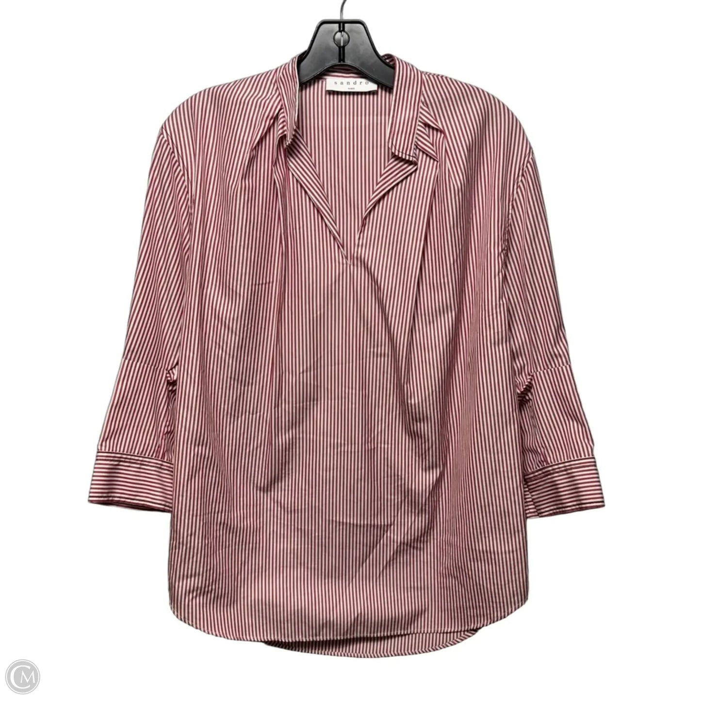 Cotton Popover Shirt Designer By Sandro In Striped Pattern, Size: 4 (1)
