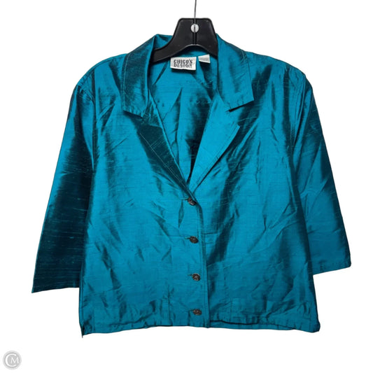 Vintage Silk Top Short Sleeve By Chicos In Teal, Size: M