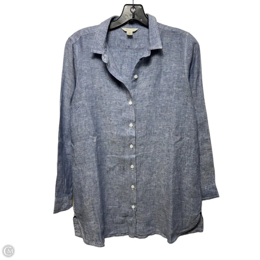 Linen Top Long Sleeve By Garnet Hill In Blue, Size: Sp