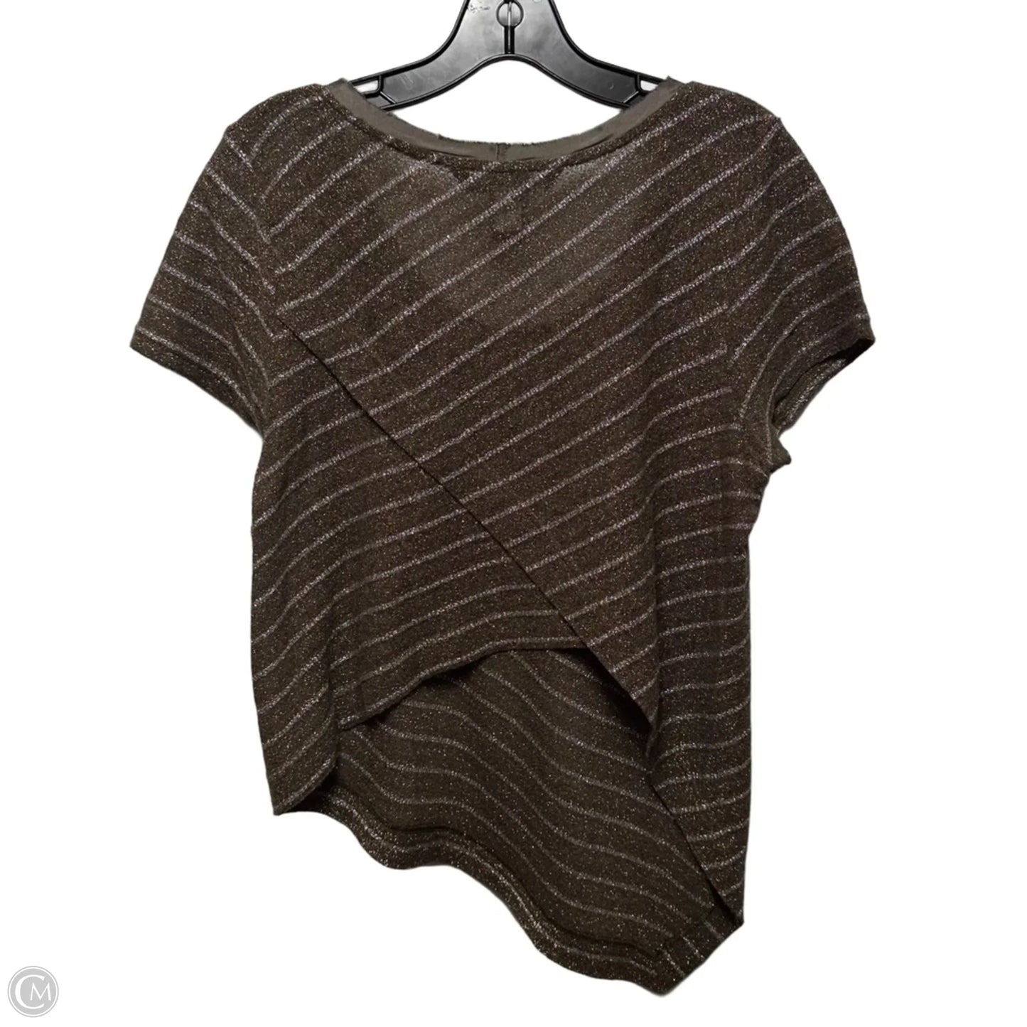 Asymmetrical Hem Metallic Knit Top Short Sleeve Designer By Marc By Marc Jacobs In Brown & Silver, Size: L
