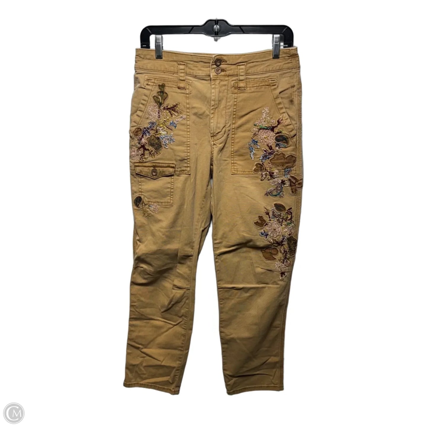 Wanderer Embroidered Cargo Pants By Anthropologie In Brown, Size:  4/27